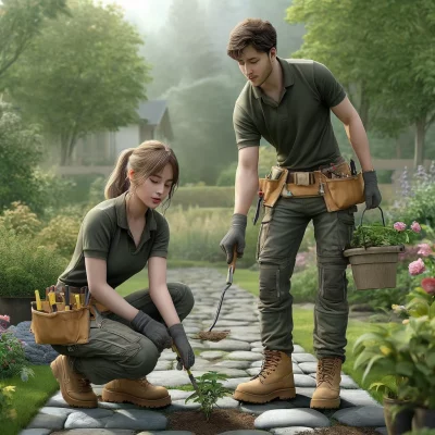 DALL·E 2024-05-20 14.11.50 - Create a highly realistic illustration of a young female and male apprentice working together in th